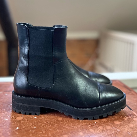 STUART WEITZMAN Mckenzee Leather Chelsea Boots in Black Chunky 90s Y2K Booties - Picture 11 of 15